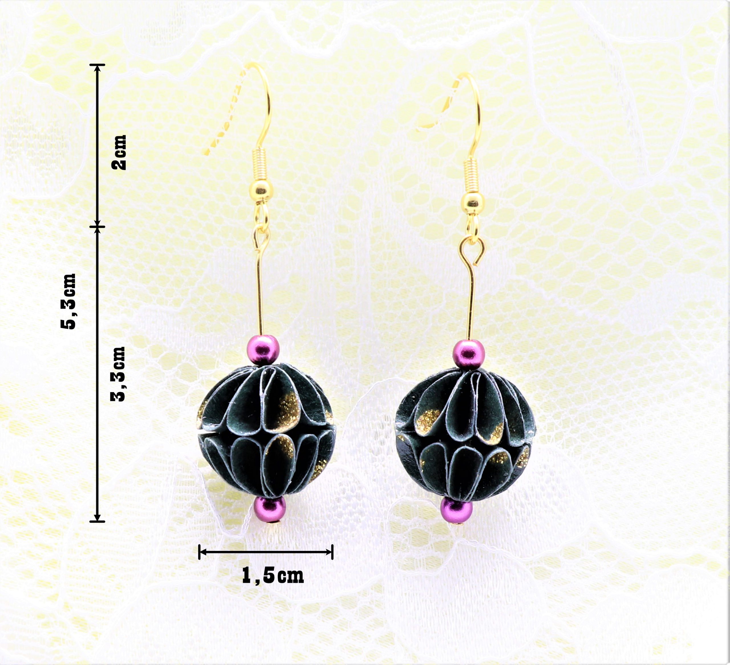 Boucles D'oreilles Boules Billard 8 - Style Boho, Argent Et Noir, Bijou Fantaisie Pour Femmes