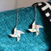 Boucles d'oreilles chaîne moulins à vent en origami