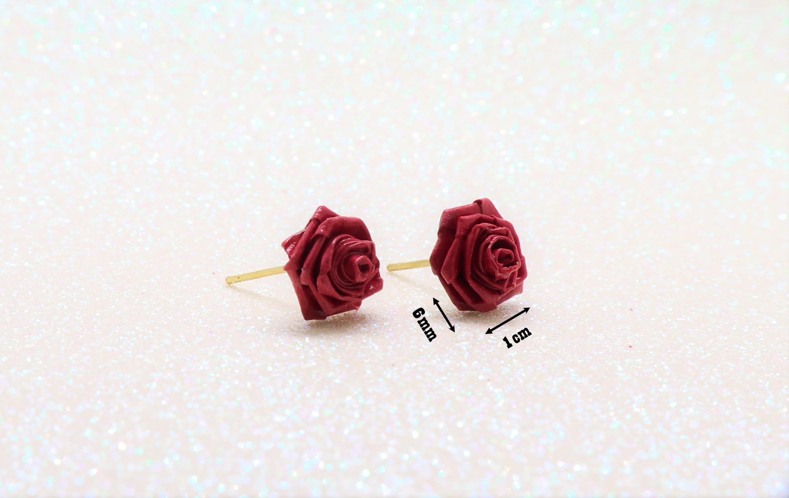 Clous d’oreilles origami roses – Image 3