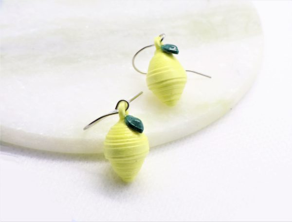 Boucles d'oreilles citrons jaune en quilling