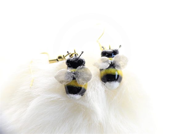 Boucles d'oreilles petits bourdons en papier